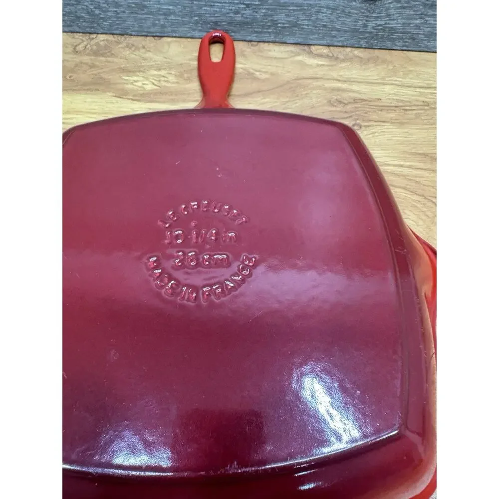 Le Creuset Red Square 10.25” Grill Pan Skillet 1.5 L Enamel Made in France
